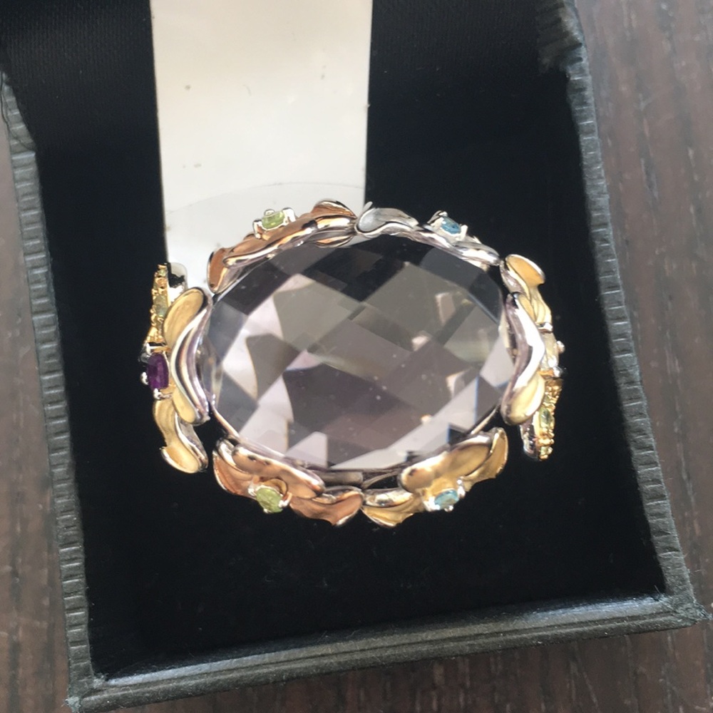 Sima K Gemstone .925 sterling silver Amethyst flower 🌸 motif ring